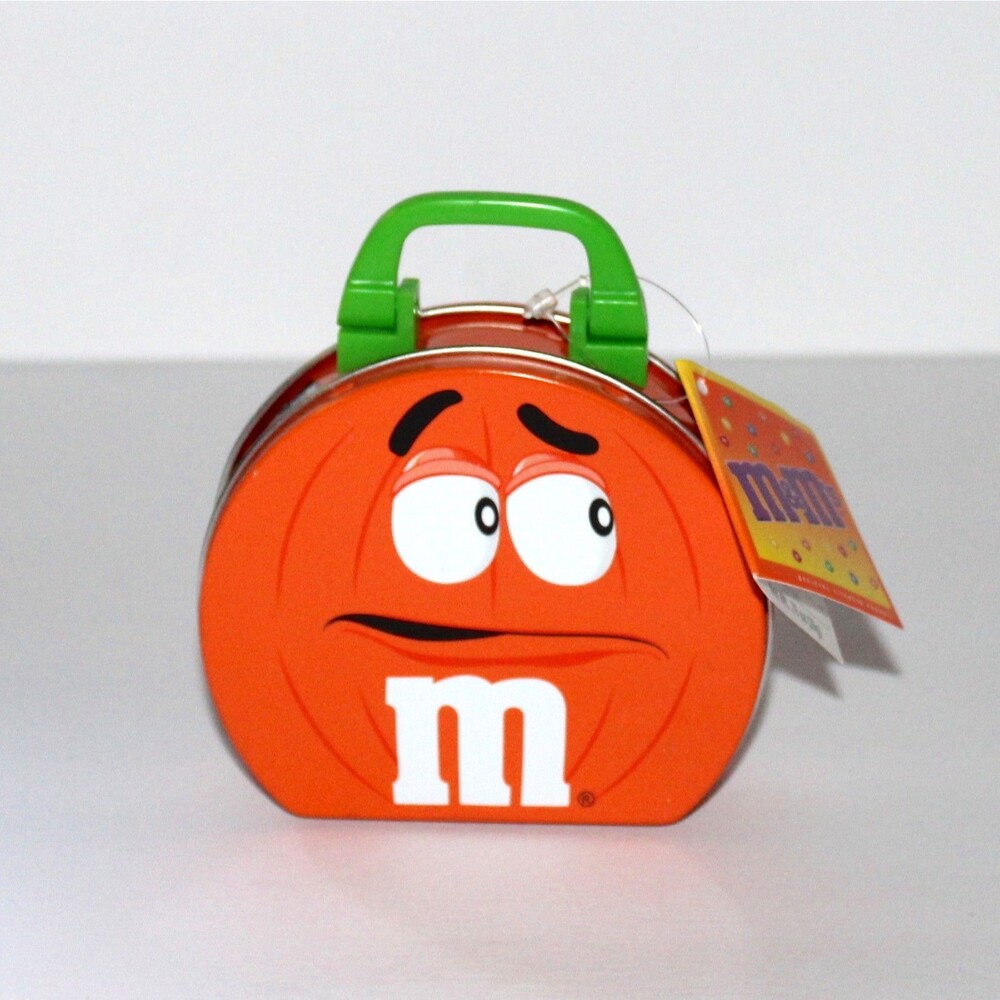 Vintage M&Ms Tin Box Pumpkin Halloween mini handbag orange candy